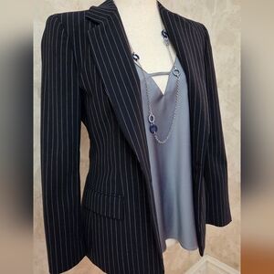 Brooks Brothers Navy Pinstripe Blazer Tailored Career Jacket Size 6